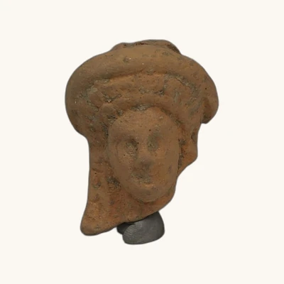 Tête en terre cuite – Grèce antique, période mycénienne (IVe siècle av. J.-C.) - vue 2