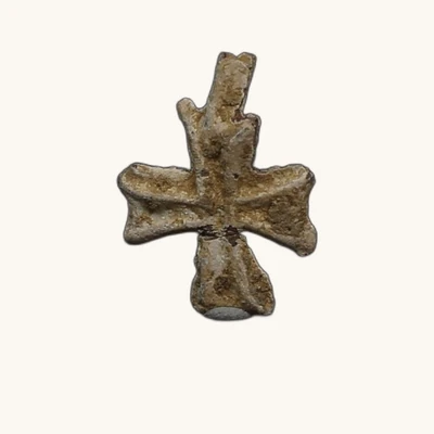 Byzantin Pendentif en Plomb en Forme de Croix – Certificat d’Authenticité - vue 3