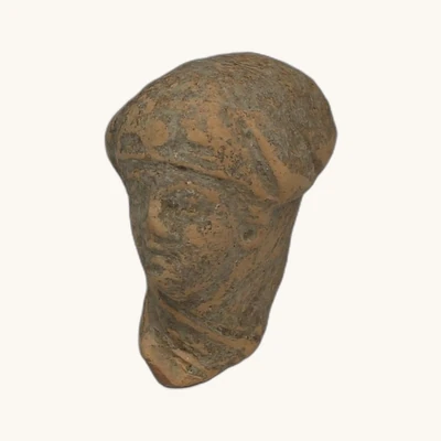 Mycenaean Terracotta Female Head- with certificate of authenticity - vue 3