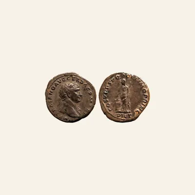 Reverse, of the denarius, for TRAJAN (98-117). AR Denarius. Rome., mint of Rome, 98-117