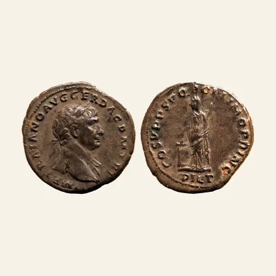 Reverse, of the denarius, for TRAJAN (98-117). AR Denarius. Rome., mint of Rome, 98-117