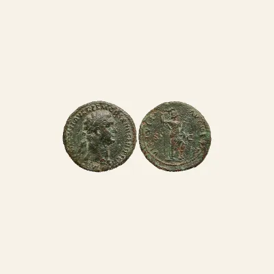 Domitian AE as - VIRTUTI AUGUSTI - Virtus RIC 356b