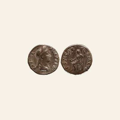 Reverse, of the denarius, for Sabina (wife of Hadrian) AR Denarius. Rome, AD 133-135., mint of Rome, 133-135