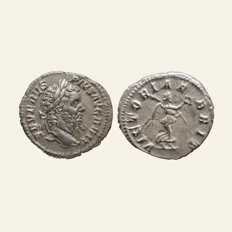 Obverse, of the denarius, for Septimius Severus. AD 193-211. AR Denarius (19mm, 3.50 g,). Rome AD 210-211., mint of Rome...