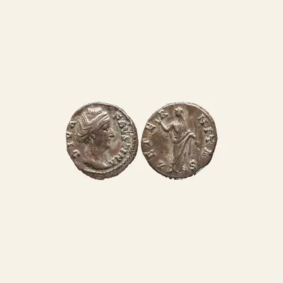 Diva Faustina I. (Died 141 AD). Silver denarius (2.91g). Rome.