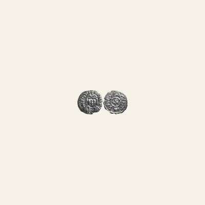 MAURICE TIBERIUS. 582-602 AD. AR Half Siliqua (0.92 gm). Carthage mint. RRR