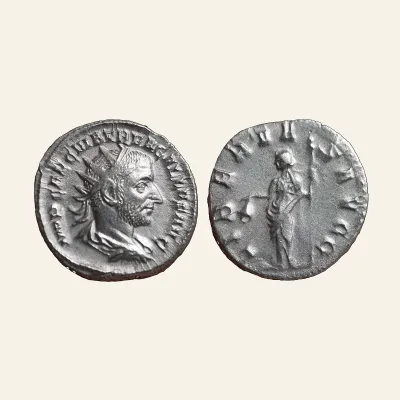 Avers, du antoninianus, pour Trebonianus Gallus. Antoninianus. AR (4.06 g., 21 mm)