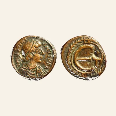 Justinian I. 527-565. Æ Pentanummium (15mm, 2.20 g, 9h). Carthage. Struck 539-543.