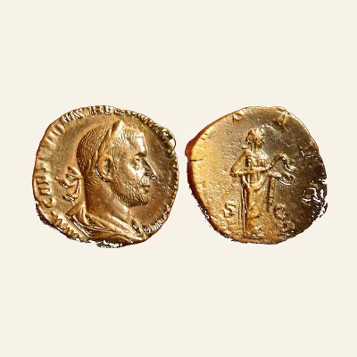 Avers, du sestertius, pour Trebonianus Gallus, 251 – 253. Sestertius 251-253, SALVS AVGG Æ 17.99 g., 251 – 253, RIC RIC 121a