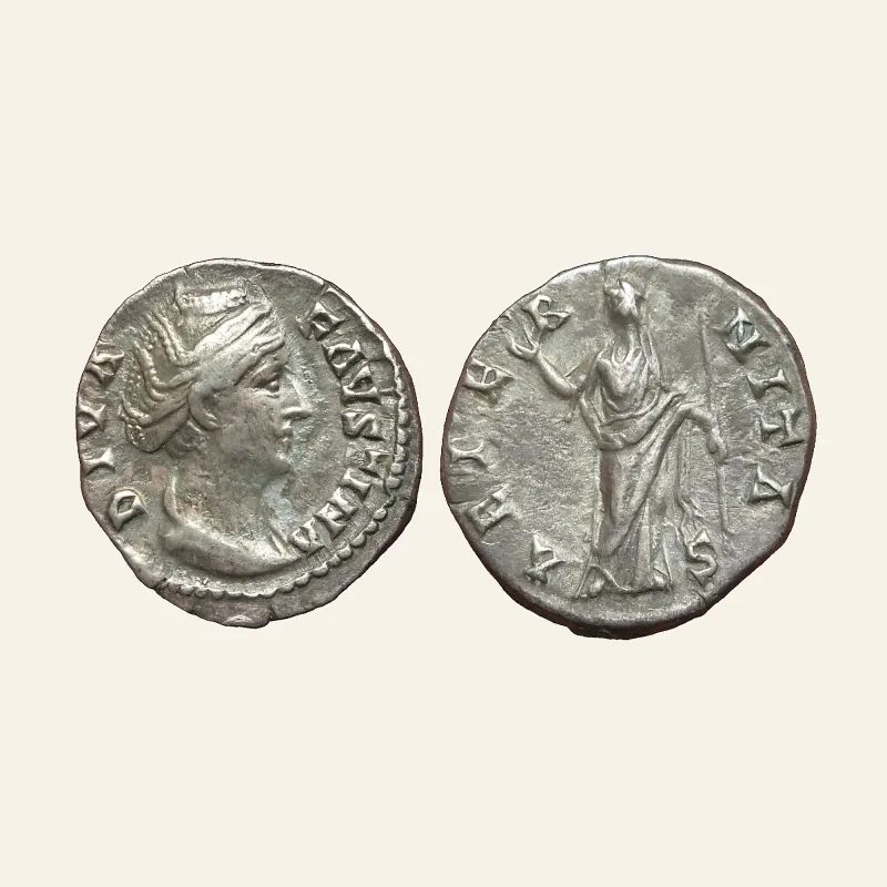 DIVA FAUSTINA I, AR Denarius . Rome mint. Struck after 146 AD.