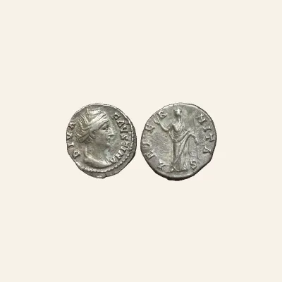 DIVA FAUSTINA I, AR Denarius . Rome mint. Struck after 146 AD.