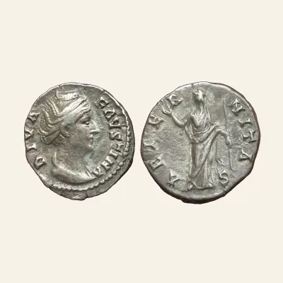 DIVA FAUSTINA I, AR Denarius . Rome mint. Struck after 146 AD.