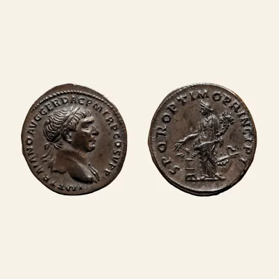 Avers, du denarius, pour Trajan augustus, 98–117 Denarius circa 107, AR 3.30 g., 98–117, RIC RIC 165
