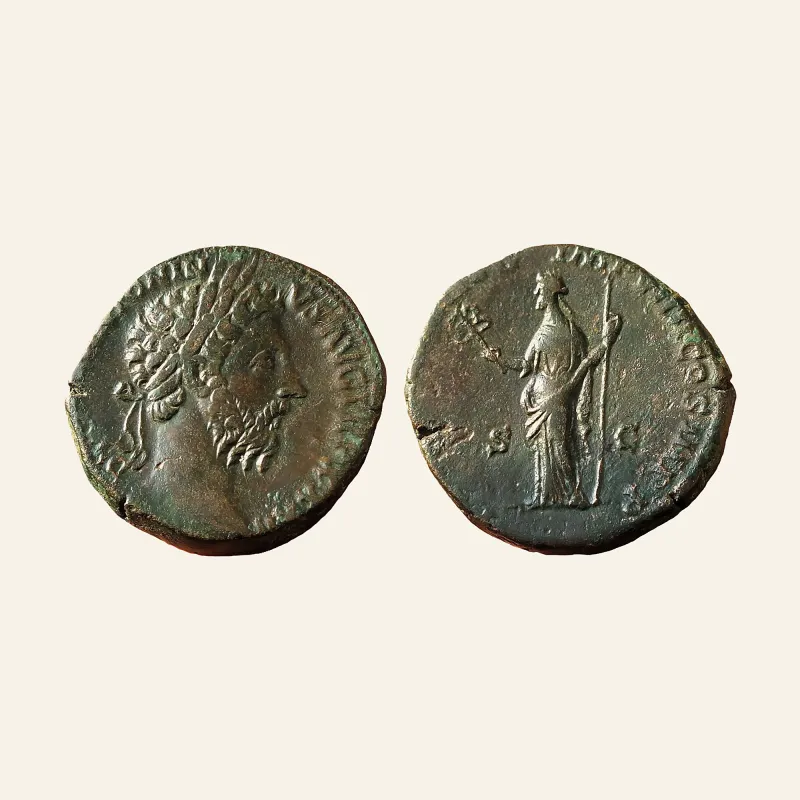 Marcus Aurelius AD 161-180. AE Sestertius Rome (28mm., 20,49g.)