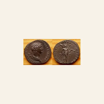 Reverse, of the denarius, for Trajan AR Denarius. Rome, AD 116-117., mint of Rome, 116-117