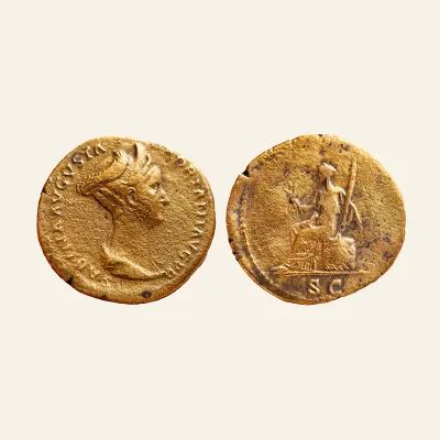 Obverse, of the as, for Sabina, wife of Hadrian, as circa 134, Æ 10.31 g.