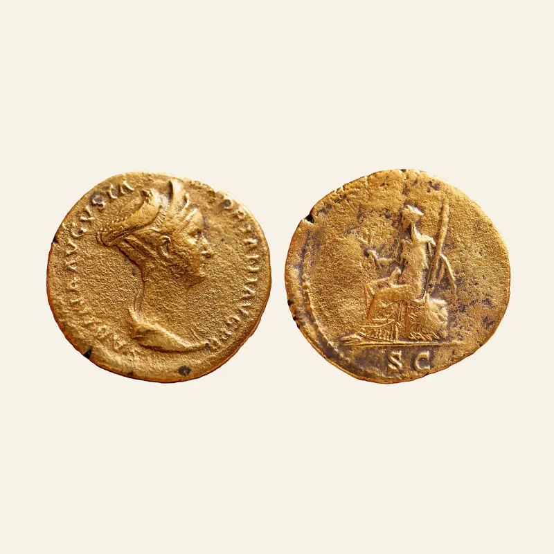 Obverse, of the as, for Sabina, wife of Hadrian, as circa 134, Æ 10.31 g.