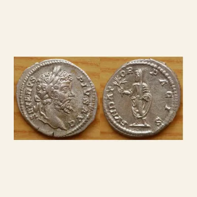 Reverse, of the denarius, for Septimius Severus. Denarius (Silver, 18 mm, 3.60 g,), Rome, 201-202., mint of Rome, 201-202