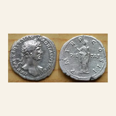 Hadrian, 117-138. Denarius (Silver, 19 mm, 3.34 g,), Rome, 118.