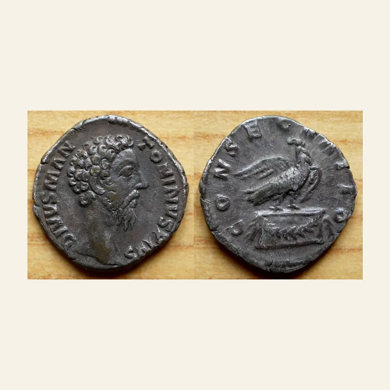 Divus Marcus Aurelius, died 180. Denarius (Silver, 18 mm, 3.34 g,), Rome,