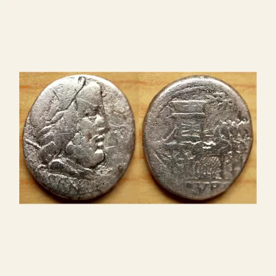 L. Rubrius Dossenus. 87 B.C. AR denarius. 3.50 gm. 18 mm. Rome mint.