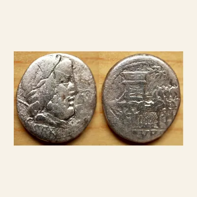 L. Rubrius Dossenus. 87 B.C. AR denarius. 3.50 gm. 18 mm. Rome mint.