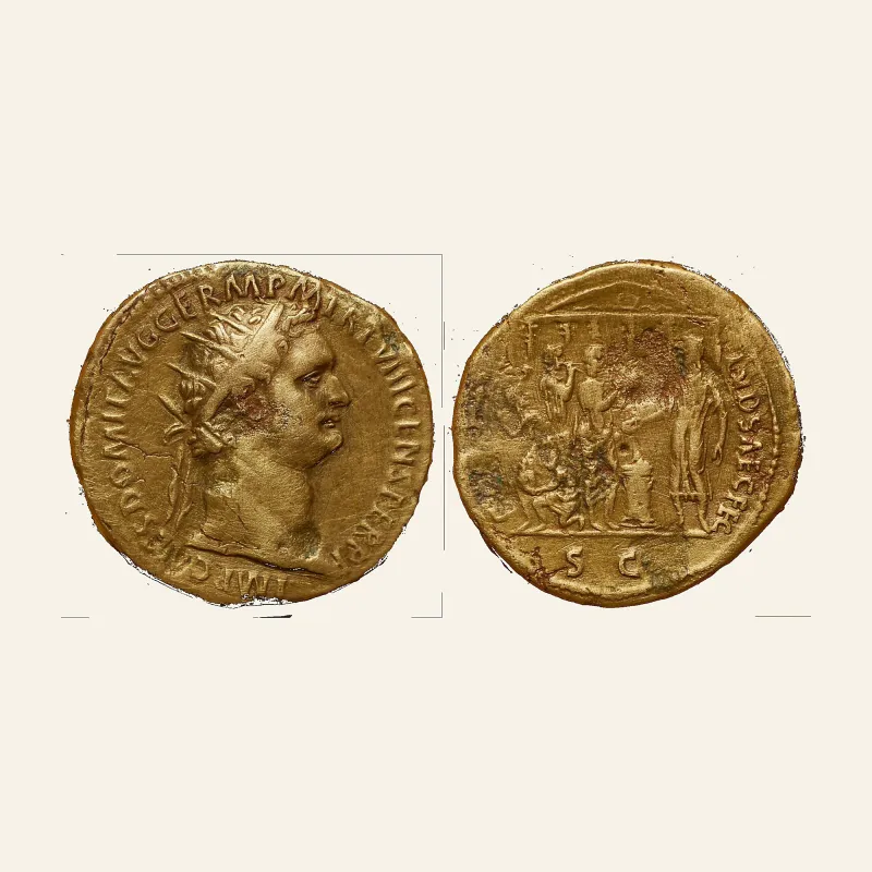 Domitian. AD 81-96. Æ dupondius (29mm, 13.66 g, 6h). RARE