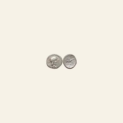 Reverse, of the as, for Republic Ae as : Head of Janus / Prow, mint of Rome