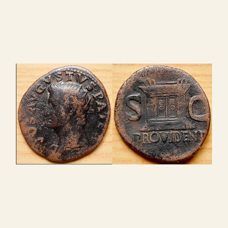 DIVUS AUGUSTUS Æ as. Struck under Tiberius. PROVIDENT, Rome AD 31-37