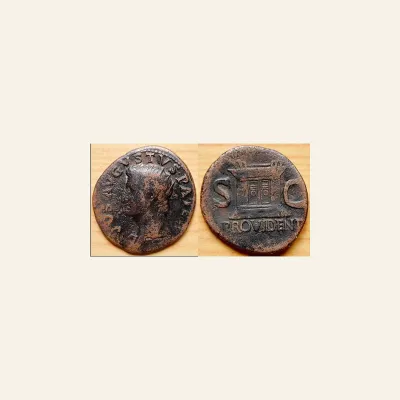 DIVUS AUGUSTUS Æ as. Struck under Tiberius. PROVIDENT, Rome AD 31-37