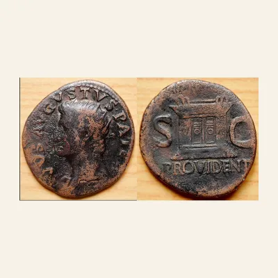 DIVUS AUGUSTUS Æ as. Struck under Tiberius. PROVIDENT, Rome AD 31-37