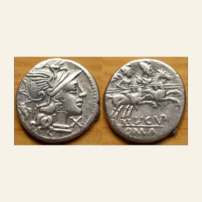 L. Cupiennius AR Denarius. (3.82g, 19mm) Rome, 147 BC.