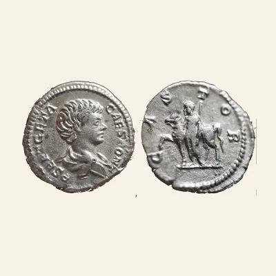 Geta as Caesar (AD 198-209). AR denarius (3.46 gm). Rome, AD 199-204.