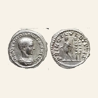 Diadumenian as Caesar (AD 217-218). AR denarius. Rome, AD 217.