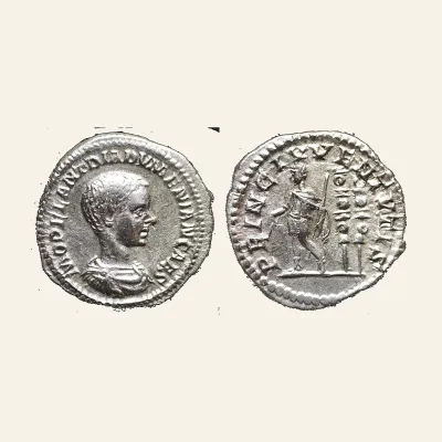Diadumenian as Caesar (AD 217-218). AR denarius. Rome, AD 217.