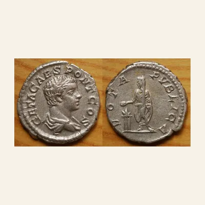 Geta, as Caesar, 198-209. Denarius (Silver, 19 mm, 3.22 g,), Rome, 203-209.