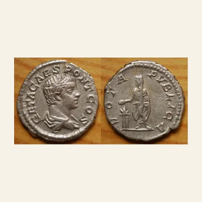 Geta, as Caesar, 198-209. Denarius (Silver, 19 mm, 3.22 g,), Rome, 203-209.
