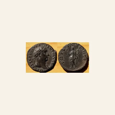 Reverse, of the denarius, for TRAJAN. 98-117 AD. AR Denarius (18mm - 3.48 g). Rome mint. Struck 100 AD., mint of Rome, 117 AD