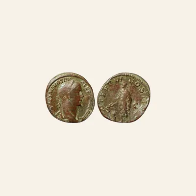 Reverse, of the sestertius, for Severus Alexander AD 222-235. AE Sestertius. Rome. Strike error., mint of Rome, 222-235