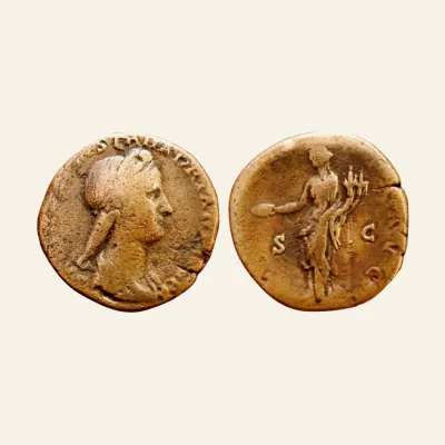 Obverse, of the sestertius, for Sabina (AD 128-136/7). AE sestertius (30mm, 23.29 gm). Rome, ca. AD 128-134., mint of Rome...