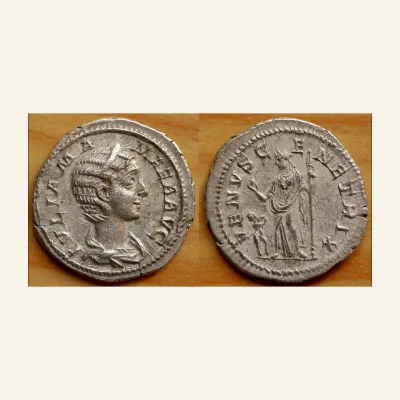 JULIA MAMAEA, Augusta 222-235 AD. AR Denarius (3.22 gm). Struck 223 AD.