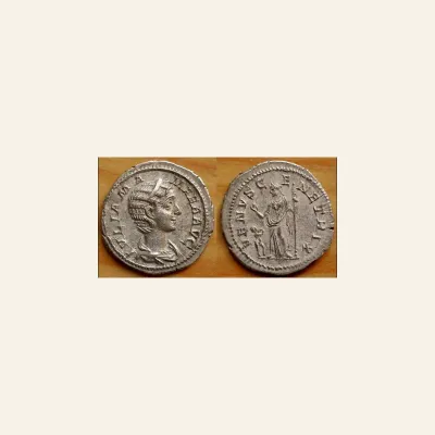 JULIA MAMAEA, Augusta 222-235 AD. AR Denarius (3.22 gm). Struck 223 AD.