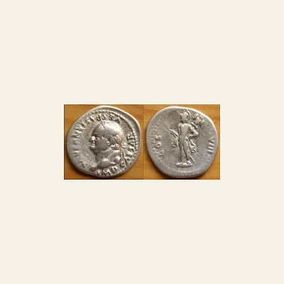 Reverse, of the denarius, for Vespasian AR Denarius. Rome, AD 77-78., mint of Rome, 77-78