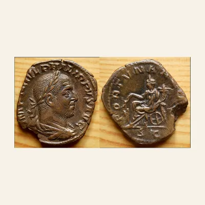 Philip I (244-249), Sestertius, FORTVNA REDVX Rome, AD 244-249; AE (30 mm; 17.61 g)