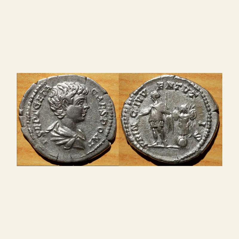 Geta, as Caesar, AR Denarius. Rome, AD 200-202.
