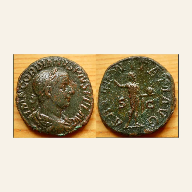 Gordian III Æ Sestertius. Rome, AD 240-244. AETERNITATI