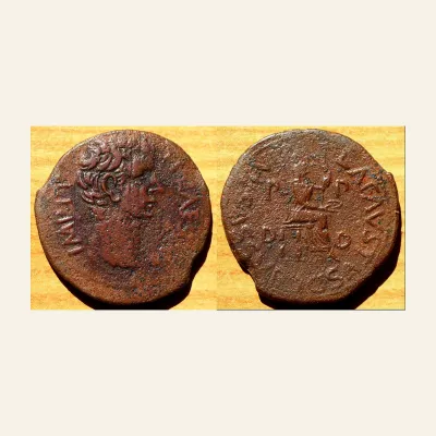Reverse, of the as, for ZEUGITANA, Carthage. Tiberius. AD 14-37. Æ as (23mm, 8.35 g,), mint of Carthage, 14-37