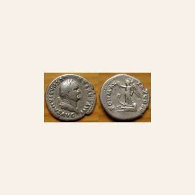 Reverse, of the denarius, for Vespasian. AD 69-79. AR Denarius (20mm, 3.28 g)., mint of Rome, 69-79