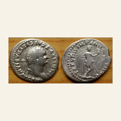 Avers, du denarius, pour Titus caesar, 69 – 79 Denarius after July 1st 79, AR 3.25 g., 69 – 79, RIC RIC 34