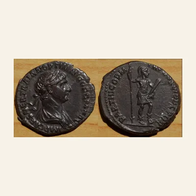 Avers, du denarius, pour Trajan (AD 98-117). AR denarius (18mm, 3.48 gm). Rome, AD 103-111., atelier de Rome, 98-117, RIC...